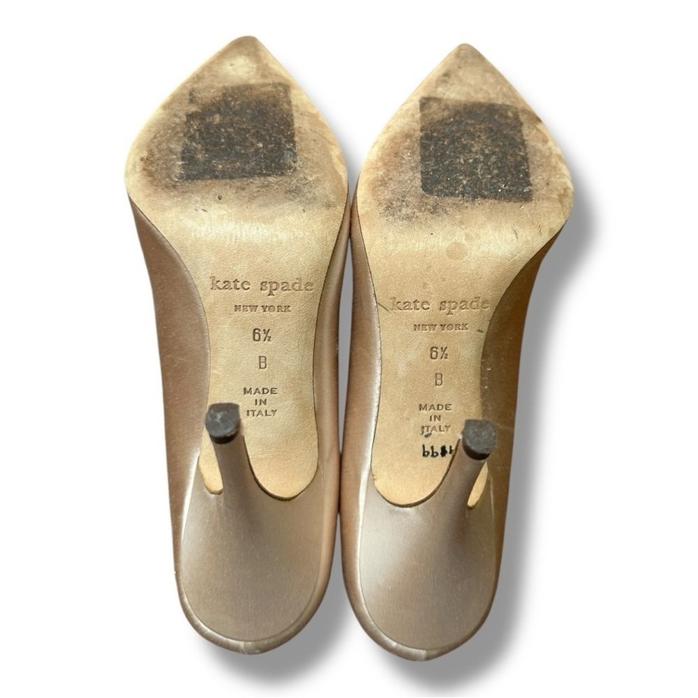 Kate Spade NY Leanna Blush Satin Rosette Pointed Toe Pumps | Women’s Size 6.5 - Picture 11 of 12